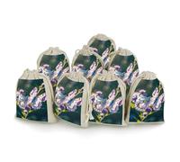 LPSADGF Lot de 8 petits sacs cadeaux réutilisables en coton et lin avec cordon de serrage pour Noël, mariages, fêtes, dragées - 12,4 x 17 cm - Blanc et violet