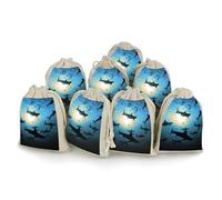 LPSADGF Lot de 8 petits sacs cadeaux réutilisables en coton et lin avec cordon de serrage pour Noël, mariages, fêtes, cadeaux - 12,4 x 17 cm