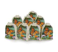 LPSADGF Lot de 8 petits sacs cadeaux réutilisables en coton et lin avec cordon de serrage pour Noël, mariages, fêtes, dragées 12,4 x 17 cm