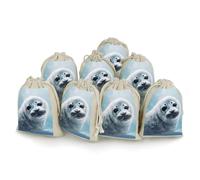 LPSADGF Lot de 8 petits sacs en toile de jute réutilisables avec cordon de serrage pour Noël, mariages, fêtes, cadeaux - 12,4 x 17 cm