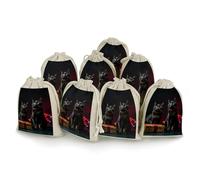 LPSADGF Lot de 8 petits sacs en toile de jute réutilisables en coton et lin avec cordon de serrage pour Noël, mariages, fêtes, dragées 12,4 x 17 cm