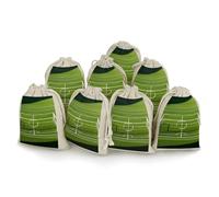 LPSADGF Lot de 8 sacs cadeaux réutilisables en coton et lin avec cordon de serrage pour cage de football pour Noël, mariages, fêtes, dragées 12,4 x 17 cm