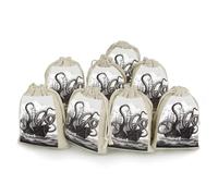 LPSADGF Lot de 8 sacs cadeaux réutilisables en coton et lin avec cordon de serrage pour Noël, mariages, fêtes, dragées - 12,4 x 17 cm - Noir et blanc