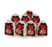 LPSADGF Lot de 8 sacs cadeaux réutilisables en coton et lin avec cordon de serrage pour Noël, mariages, fêtes, dragées - 12,4 x 17 cm - Petits sacs en toile de jute