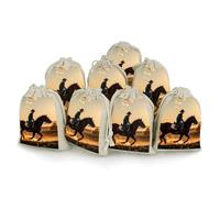 LPSADGF Lot de 8 sacs cadeaux réutilisables en coton et lin avec cordon de serrage pour Noël, mariages, fêtes, cadeaux de cowboys 12,4 x 17 cm