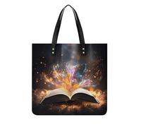 LPSADGF Open Book and Light Tote Bags for Women Leather Handbag Makeup Bag with Magnetic Buckle Design Casual Bag, Livre ouvert et lumière, 39x39cm
