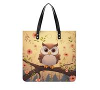 LPSADGF Open Book and Light Tote Bags for Women Leather Handbag Makeup Bag with Magnetic Buckle Design Casual Bag, Chouette mignonne, 39x39cm