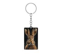 LPSADGF Porte-clés personnalisable en acrylique avec image de lièvre marron avec porte-clés fendu pour sac à dos, clés de voiture, cadeau pour homme et femme, unisexe