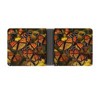 LPSADGF Portefeuille en cuir avec pince à billets pour homme Motif bouledogue français avec 6 emplacements pour cartes, 2 poches cachées, Papillons monarques, One size, Moderne