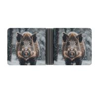 LPSADGF Portefeuille en cuir avec pince à billets pour homme Motif chouettes sur l'arbre marron avec 6 emplacements pour cartes, 2 poches cachées, Sanglier, One size, Moderne