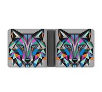 LPSADGF Portefeuille en cuir coloré Mandala pour homme avec pince à billets mince avec 6 emplacements pour cartes, 2 poches cachées, Coyote, Wolf Beast, Taille unique, Moderne