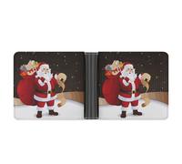 LPSADGF Portefeuille en cuir pour homme avec pince à billets et 6 emplacements pour cartes, 2 poches cachées, Merry Christmas, Taille unique, Moderne