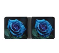 LPSADGF Portefeuille en cuir pour homme avec pince à billets et 6 emplacements pour cartes, 2 poches cachées, Rose bleue romantique, One size, Moderne