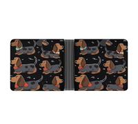 LPSADGF Portefeuille en cuir pour homme avec pince à billets Marron clair avec 6 emplacements pour cartes, 2 poches cachées, Teckels I Love My Dog, One size, Moderne