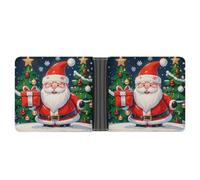 LPSADGF Portefeuille fin en cuir avec pince à billets pour homme avec 6 emplacements pour cartes, 2 poches cachées, Merry Christmas Santa Claus, Taille unique, Moderne