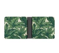LPSADGF Portefeuille fin en cuir avec pince à billets pour homme avec 6 emplacements pour cartes, 2 poches cachées, Botanique de feuillage vert, Taille unique, Moderne