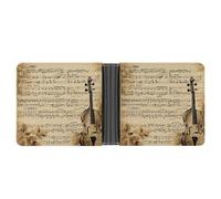 LPSADGF Portefeuille fin en cuir noir avec pince à billets pour homme avec 6 emplacements pour cartes, 2 poches cachées, Notes de musique., Taille unique, Moderne