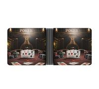 LPSADGF Portefeuille pour homme en cuir avec pince à billets et 6 emplacements pour cartes, 2 poches cachées, Tournoi de poker, Taille unique, Moderne