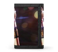 LPSADGF Portefeuille pour homme - Portefeuille fin à trois volets avec pince à billets de berger allemand, porte-monnaie avec 8 porte-cartes de crédit, Microphone karaoké, Taille unique, Moderne