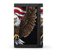 LPSADGF Portefeuille pour homme - Portefeuille fin à trois volets, drapeau américain patriotique aigle patriotique, porte-monnaie avec 8 porte-cartes de crédit, Drapeau des États-Unis Aigle