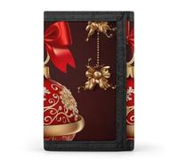 LPSADGF Portefeuille pour homme - Portefeuille fin à trois volets, joli éléphant aquarelle pince à billets, porte-monnaie avec 8 porte-cartes de crédit, Boule de Noël cloche dorée, Taille unique