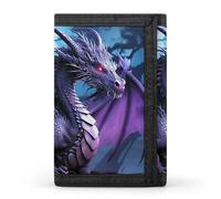 LPSADGF Portefeuille pour homme - Portefeuille fin à trois volets, mère ours et sa pince à billets, porte-monnaie avec 8 porte-cartes de crédit, Purple Dragon Purple Moon, Taille unique, Moderne