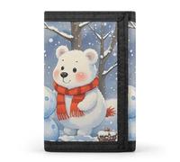 LPSADGF Portefeuille pour homme - Portefeuille fin à trois volets, noir et blanc avec pince à billets en feuille d'or marbre, porte-monnaie avec 8 porte-cartes de crédit, Adorable ours des neiges, One