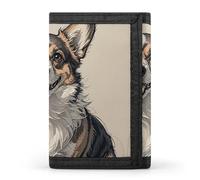 LPSADGF Portefeuille pour homme - Portefeuille fin à trois volets, pince à billets Corgi dessinée à la main, porte-monnaie avec 8 porte-cartes de crédit, Croquis Corgi dessiné à la main, Taille unique