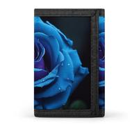 LPSADGF Portefeuille pour homme - Portefeuille fin à trois volets, pince à billets romantique bleue, porte-monnaie avec 8 porte-cartes de crédit, Rose bleue romantique, Taille unique, Moderne