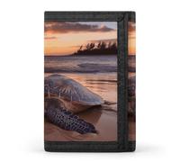 LPSADGF Portefeuille pour homme - Portefeuille fin à trois volets, pince à billets tortue de mer, porte-monnaie avec 8 porte-cartes de crédit, Tortue de mer Coucher, Taille unique, Moderne