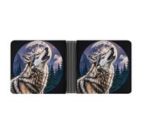 LPSADGF Punk Rock Écouteurs Crâne Portefeuille Homme Cuir Pince à billets Étui fin avec 6 emplacements pour cartes, 2 poches cachées, Loups., Taille unique, Moderne