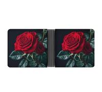 LPSADGF Punk Rock Écouteurs Crâne Portefeuille Homme Cuir Pince à billets Étui fin avec 6 emplacements pour cartes, 2 poches cachées, Fond noir rose rouge, Taille unique, Moderne