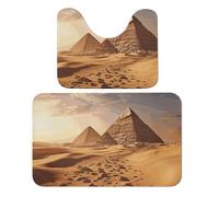 LPSADGF Pyramid Africa Desert Lot de 2 tapis de bain doux en forme de U - Tapis de toilette doux en forme de U - Tapis de bain à séchage rapide pour salle de bain, baignoire, lavable et super
