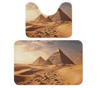 LPSADGF Pyramid Africa Desert Lot de 2 tapis de bain doux, tapis de toilette en forme de U 40 x 60 cm, tapis de bain à séchage rapide pour salle de bain, baignoire, lavable, super absorbant