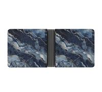 LPSADGF Romantique Red Roses Portefeuille en cuir avec pince à billets pour homme avec 6 emplacements pour cartes, 2 poches cachées, Marbre bleu marine, Taille unique, Moderne