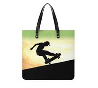 LPSADGF Sac fourre-tout cerveau gauche et droit pour femme, sac à main en cuir, trousse de maquillage avec boucle magnétique, sac décontracté, Skateboard, 39x39cm