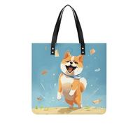 LPSADGF Sac fourre-tout cerveau gauche et droit pour femme, sac à main en cuir, trousse de maquillage avec boucle magnétique, sac décontracté, Joli Shiba Inu, 39x39cm