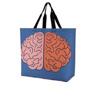 LPSADGF Sac fourre-tout cerveau gauche et droit pour femme - Sac d'épicerie pliable réutilisable, sac à main à bandoulière, Cerveau gauche et droit, 40x40x16cm