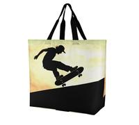 LPSADGF Sac fourre-tout cerveau gauche et droit pour femme - Sac d'épicerie pliable réutilisable, sac à main à bandoulière, Skateboard, 40x40x16cm