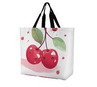 LPSADGF Sac fourre-tout cerveau gauche et droit pour femme - Sac d'épicerie pliable réutilisable, sac à main à bandoulière, Cerise mignonne, 40x40x16cm