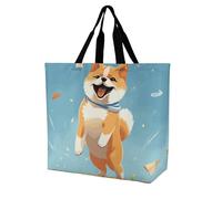 LPSADGF Sac fourre-tout cerveau gauche et droit pour femme - Sac d'épicerie pliable réutilisable, sac à main à bandoulière, Joli Shiba Inu, 40x40x16cm