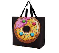 LPSADGF Sac fourre-tout cerveau gauche et droit pour femme - Sac d'épicerie pliable réutilisable, sac à main à bandoulière, Donut, 40x40x16cm