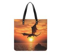 LPSADGF Sac fourre-tout coloré avec motif patte de chien pour femme, sac à main en cuir, trousse de maquillage avec boucle magnétique, sac décontracté, Sea Sunset Flying Dragon, 39x39cm