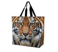 LPSADGF Sac fourre-tout coloré mandala pour femme - Sac d'épicerie pliable et réutilisable, sac à main à bandoulière, Tigre féroce, 40x40x16cm