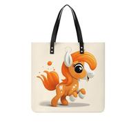 LPSADGF Sac fourre-tout de billard coloré pour femme, sac à main en cuir, trousse de maquillage avec boucle magnétique, sac décontracté, Poney orange mignon, 39x39cm
