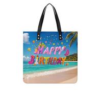 LPSADGF Sac fourre-tout en cuir avec boucle magnétique pour femme - Motif cage de football, Happy Birthday on the Beach, 39x39cm