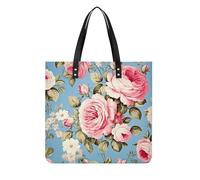 LPSADGF Sac fourre-tout en cuir avec motif chat endormi pour femme, sac à main de maquillage avec boucle magnétique, sac décontracté, Bleu rose vintage, 39x39cm