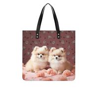 LPSADGF Sac fourre-tout en cuir avec motif lucioles et lanternes pour femme avec boucle magnétique, Poméraniens Chiots et Point, 39x39cm