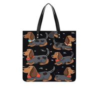 LPSADGF Sac fourre-tout en cuir avec motif papillon rose pour femme, trousse de maquillage avec boucle magnétique, sac décontracté, Teckels I Love My Dog, 39x39cm