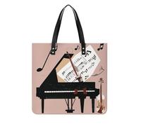 LPSADGF Sac fourre-tout en cuir avec motif piano violon notes de musique pour femme avec boucle magnétique
